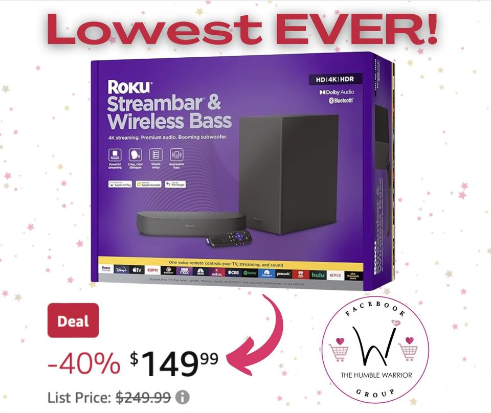 Roku Streambar & Roku Wireless Bass, 4K HDR Streaming Device & Premium Soundbar All in One