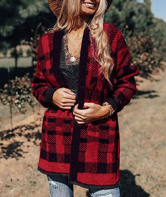 ZESICA Open Front Knitted Sweater Cardigan