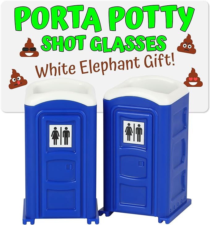 White Elephant Porta Potty Shot Glasses