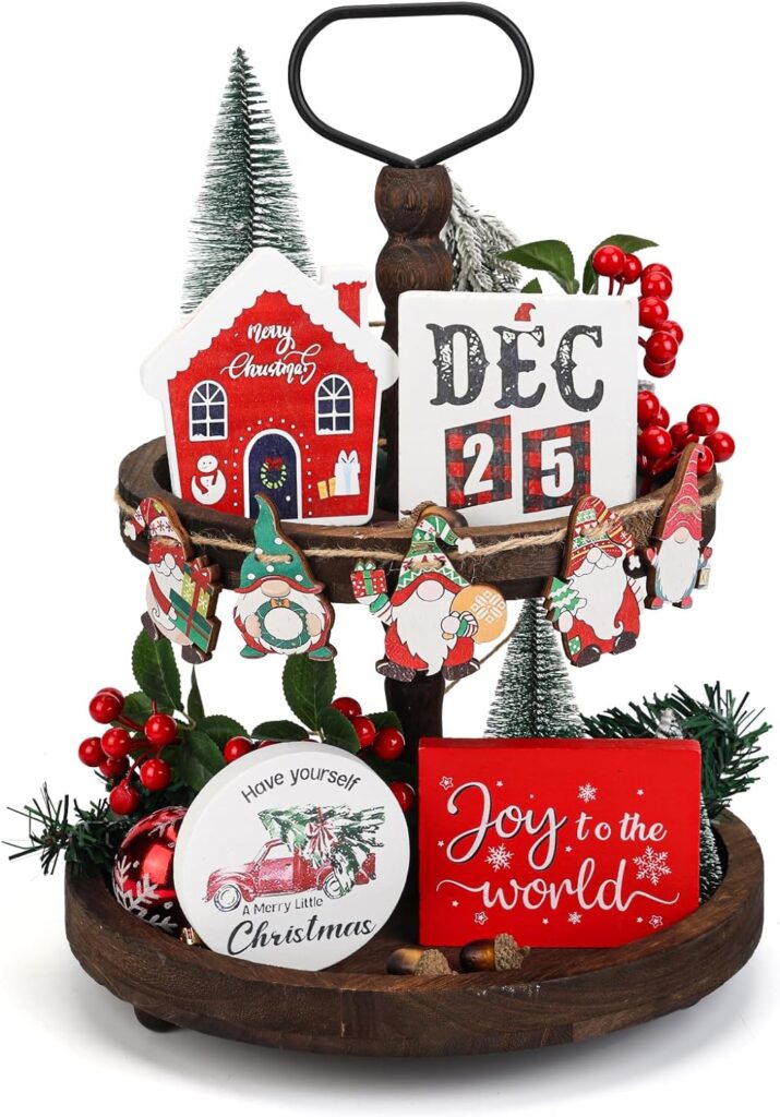 9PCS Christmas Tiered Tray Decorations Set!