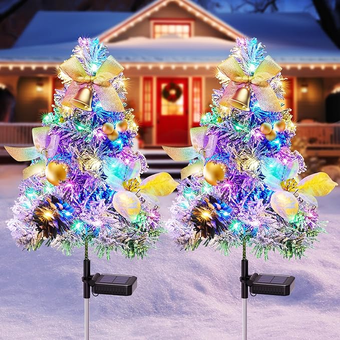 Outdoor Solar Christmas Tree Pathway Lights Set of 2