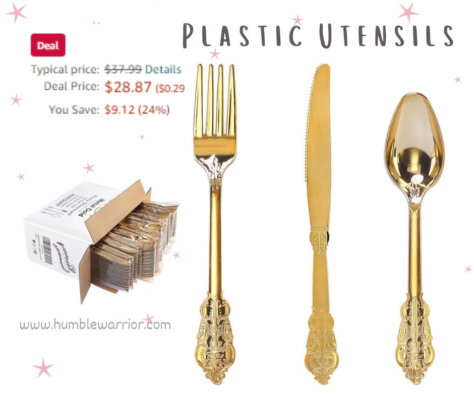 300 Pieces Gold Plastic Silverware