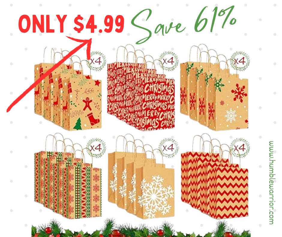 LAYAONE Christmas Kraft Gift Bags