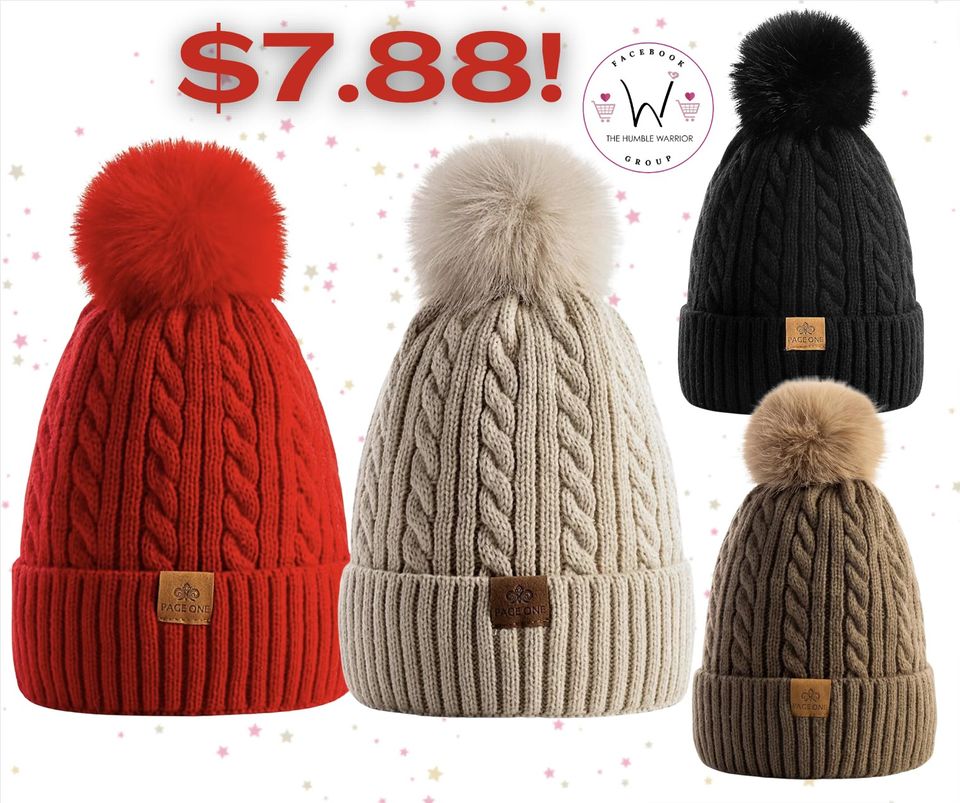 PAGE ONE Women Winter Pom Pom Beanie Hats