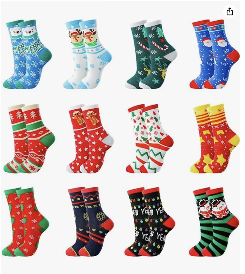 set of 12 holiday socks