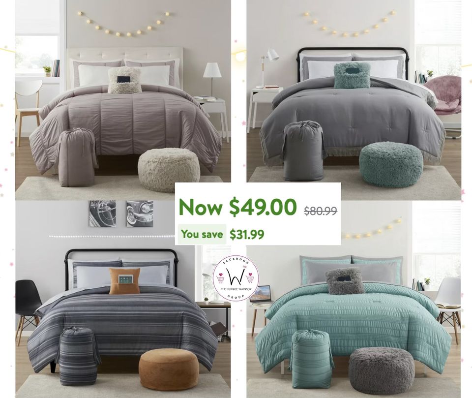 VCNY Home Ultimate Bedding Bundle 12-Piece Grey Cross Stitch Bed in a Bag