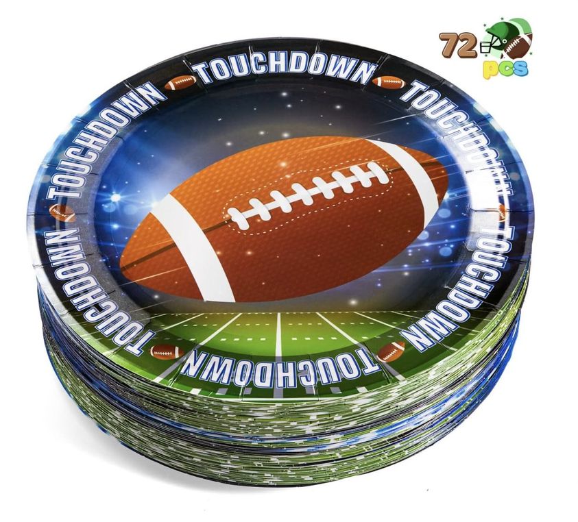 set of 72 plates is perfect for Superbowl Sunday