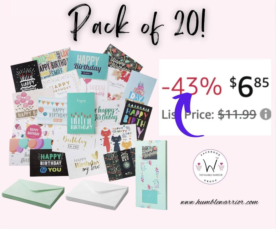 Mr. Pen – 20 Pack Assorted Blank Inside Birthday Cards