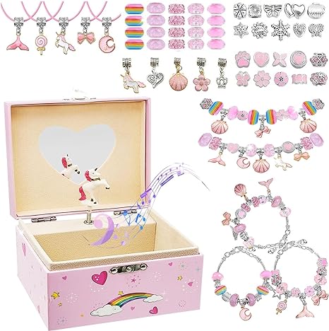 Unicorn Musical Jewelry Box Charm Bracelet Making Kit
