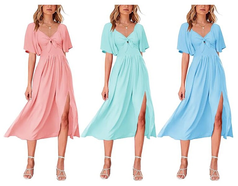 Gorgeous V-neck tie front flowy dress!