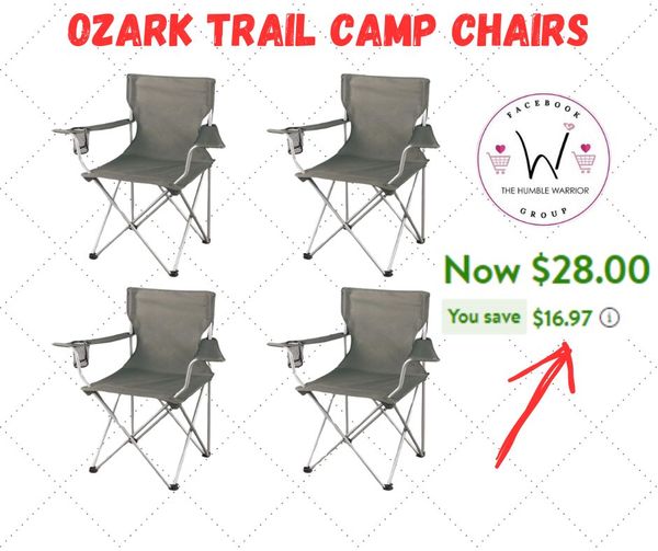 Ozark Trail Classic Folding Camp Chairs Set of 4,