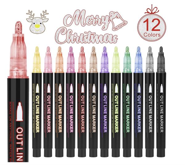 glitter outline markers