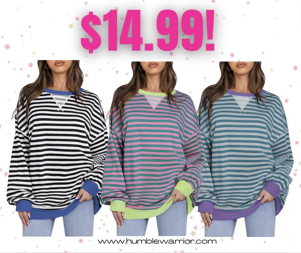 Striped Oversized Sweatshirt Hoodies
