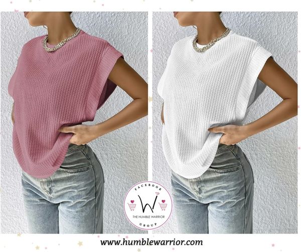 EVALESS cap sleeve knit vest top
