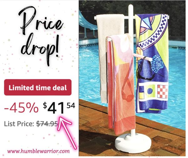 SWIMLINE HYDROTOOLS Free Standing Poolside Adjustable-Towel Rack