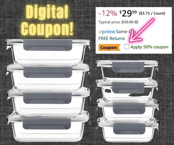 Vtopmart 8 Pack glass food storage containers