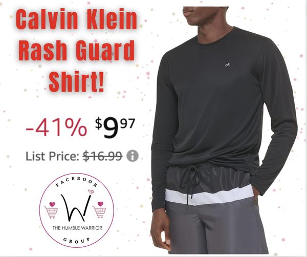 Calvin Klein Men’s Light Weight Quick Dry Long Sleeve 40+ UPF Protection rash guard top