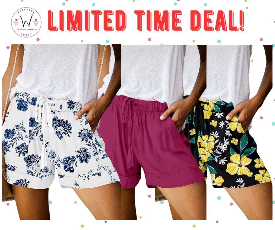 Elastic drawstring waist shorts with pockets!