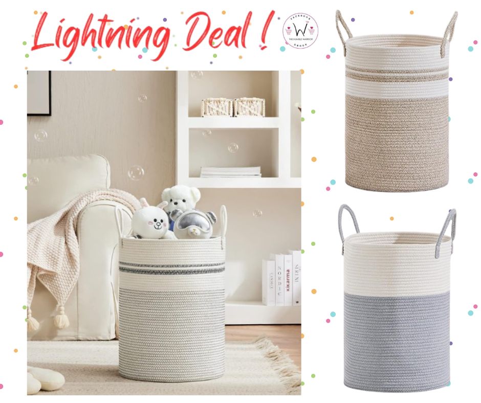 Tall Cotton Woven Storage Basket with Handles!