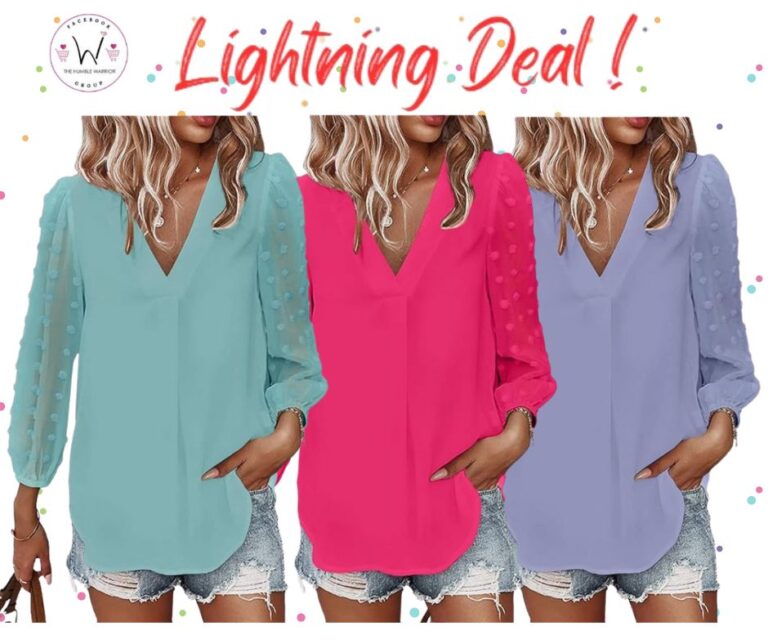 V-Neck Long Sleeve Pom Pom Blouse!