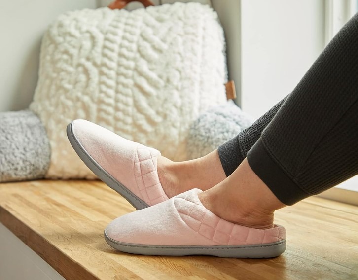 Dearfoams Indoor/Outdoor Memory Foam Velour Slippers!