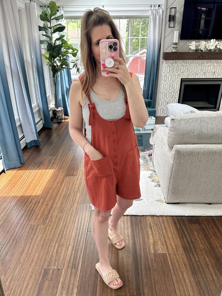 Cotton linen jumpsuit romper with pockets!