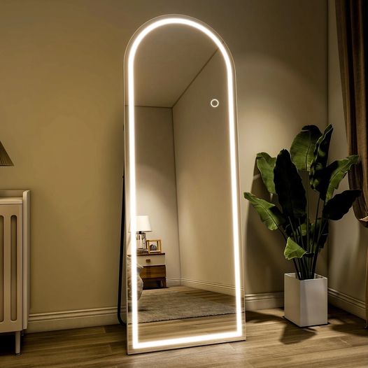BEAUTYPEAK 64″ x 21″ LED Arched Full Length Mirror