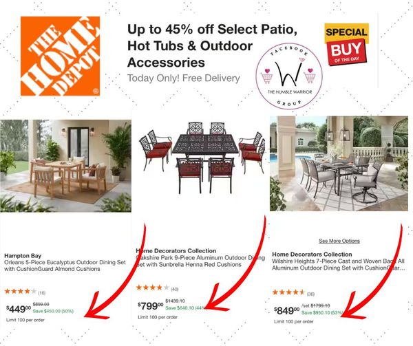 Home Depot Special Buy on outdoor furniture