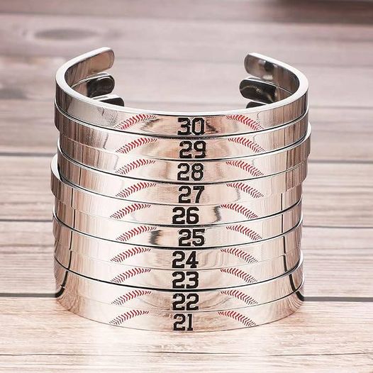 stainless number baseball bracelets