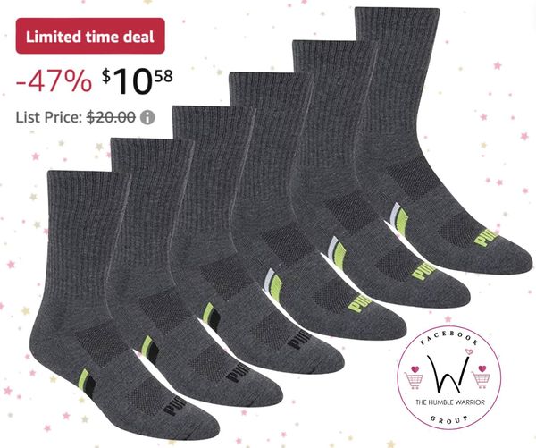 PUMA Men’s 6 Pack Crew Socks