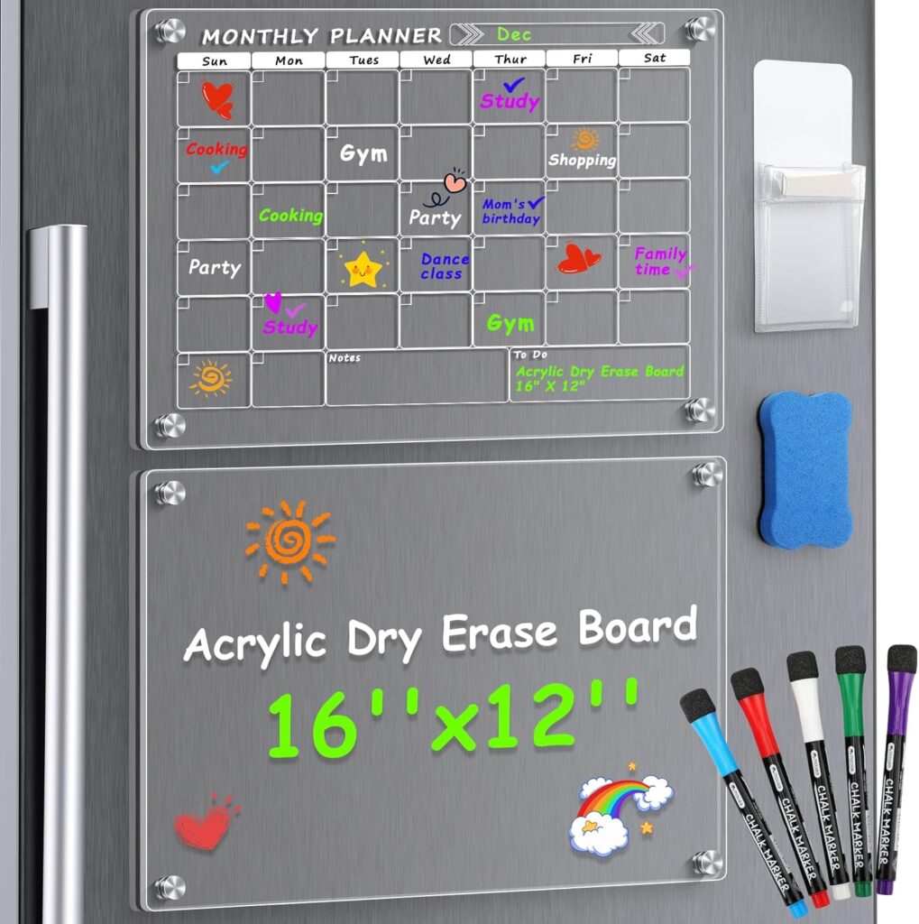 2 pack Acrylic Magnetic Calendar Sets