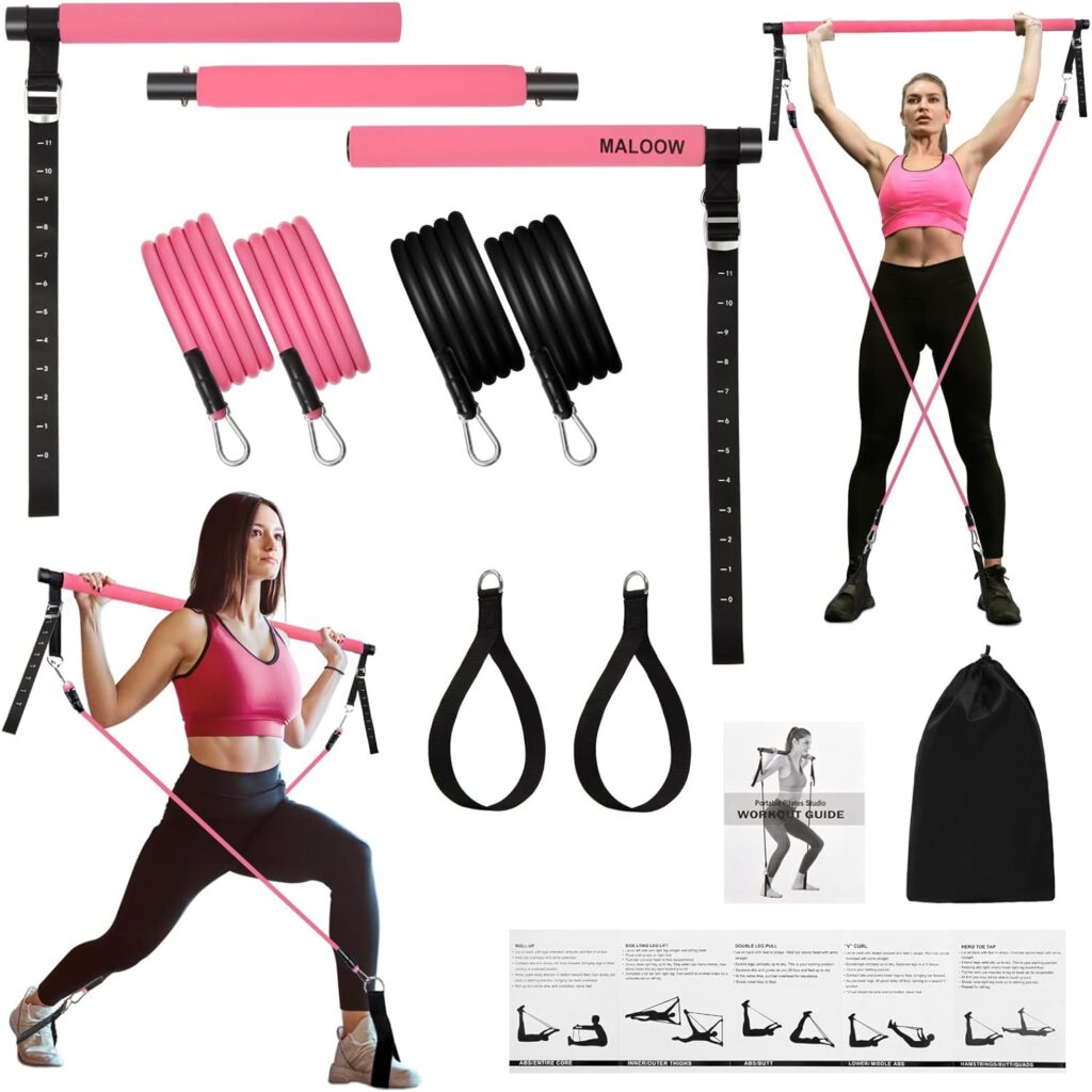 Pilates Exercise Bar Kit with Resistance Bands