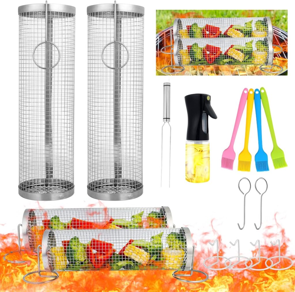 BBQ Rolling Grilling Basket for Outdoor Grill-2PCS!!