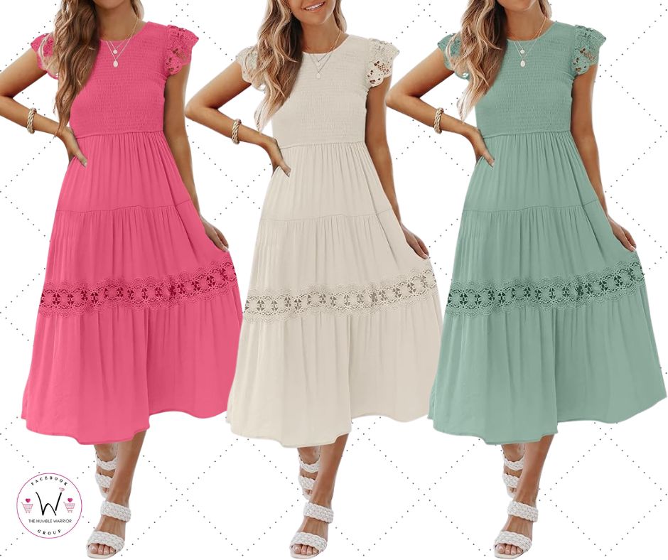 ZESICA Smocked Midi Dresses!!