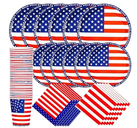 4th of July Patriotic Disposable Napkins, Paper Plates and Paper Cups!