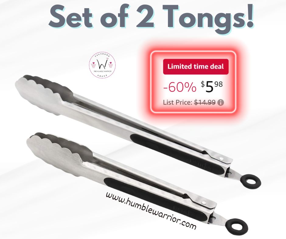 set of 2 Stainless Steel Cooking Tongs