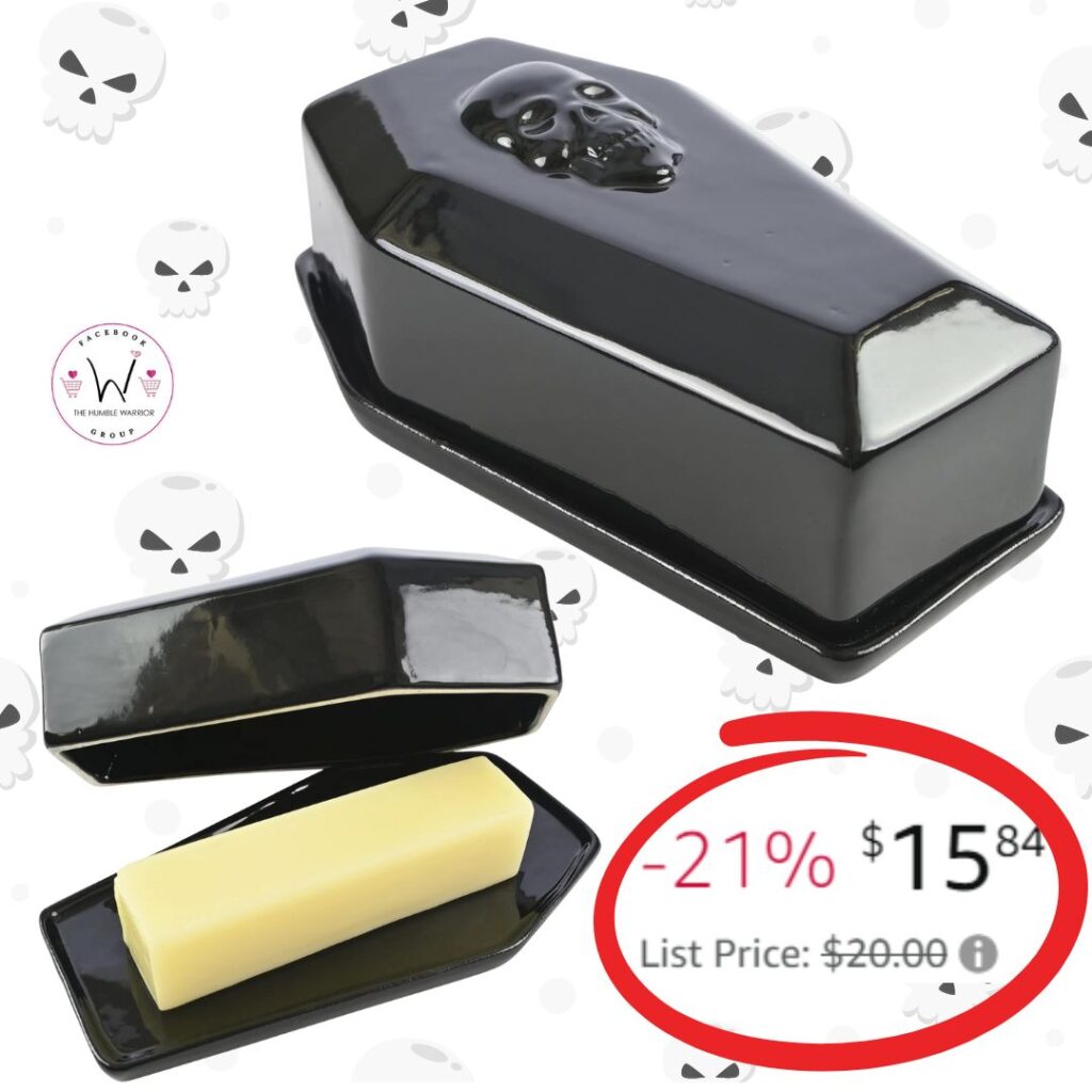 SPOOKTACULAR Skull Coffin Butter Dish!!