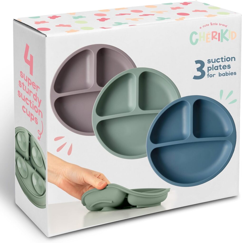 3-Pack CheriKid Silicone Suction Plates