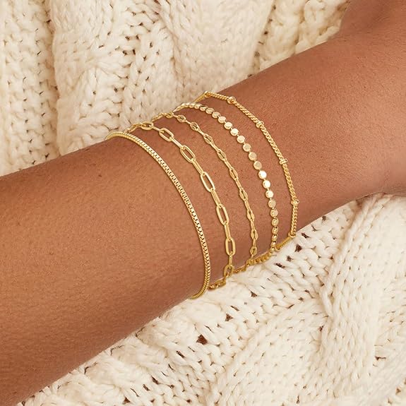 5 Pcs Chain Bracelets Stack Sets