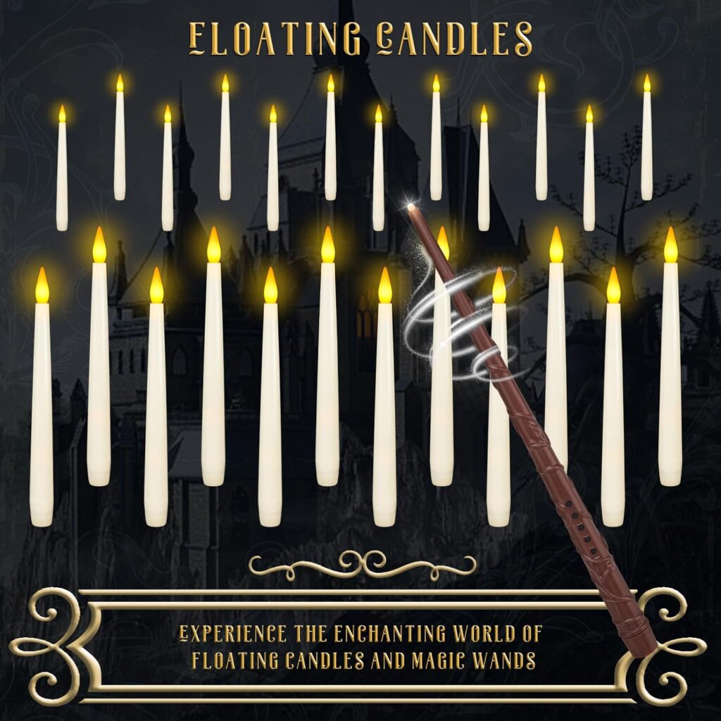 24 Hanging Floating Flameless Candles & Magic Wand