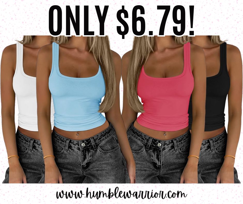 Scoop Neck Sleeveless Crop Tops