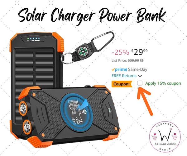 BLAVOR Solar Charger Power Bank 10,000mAh, Portable Wireless Charger