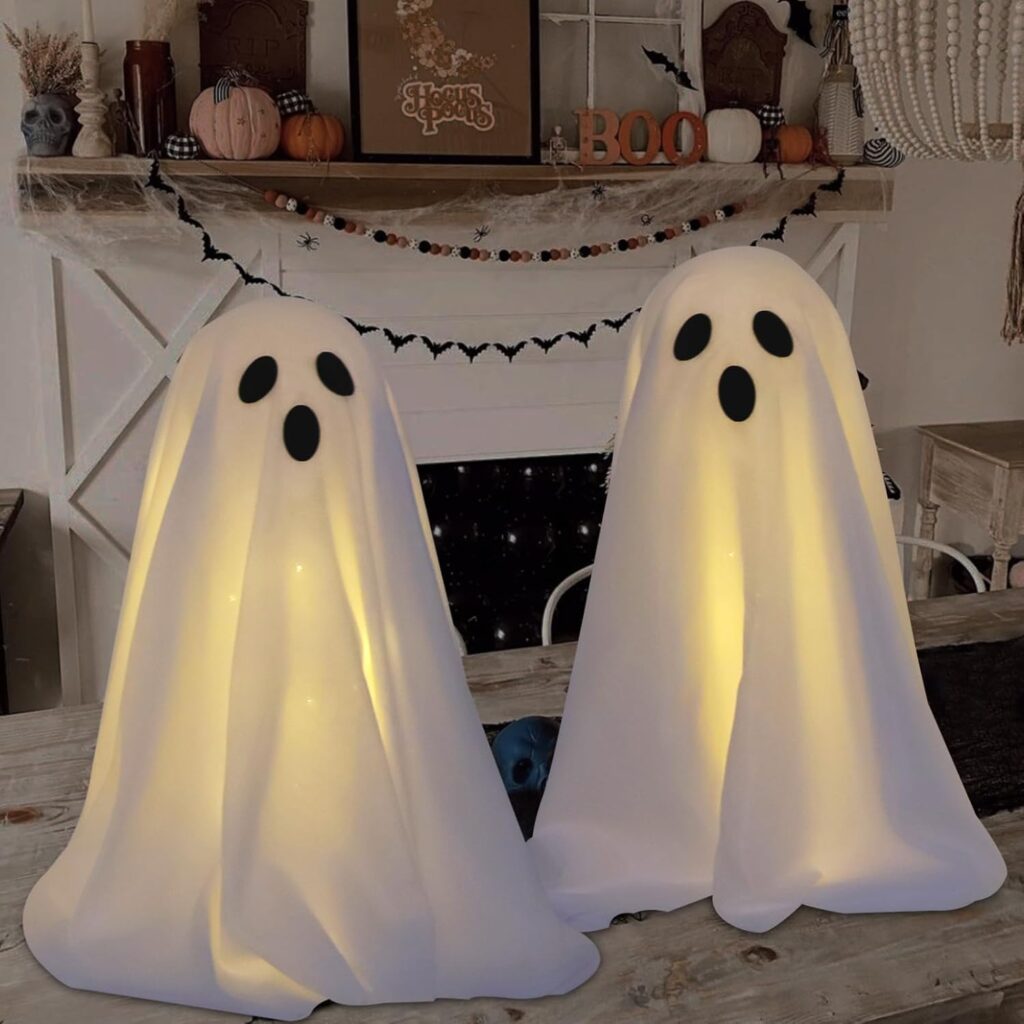 2-Pack Large Light-Up Spooky Ghosts Decorations!