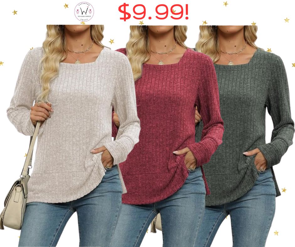 Lightweight Square Neck Long Sleeve Tunic!