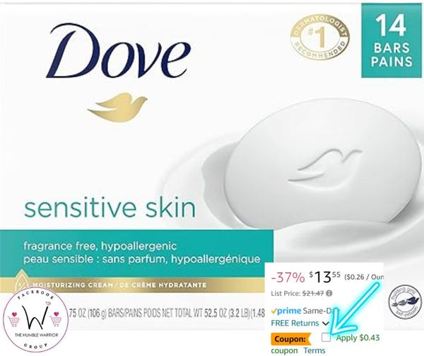 Dove Fragrance-Free Sensitive Skin Beauty Bar