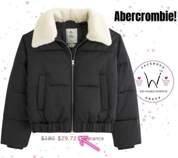 Abercrombie Faux Fur Collar Mini Ultra Puffer
