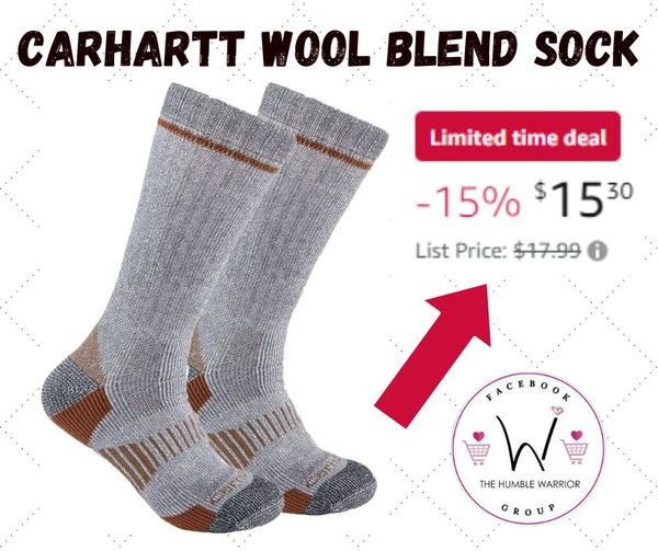 Carhartt Men’s Midweight Synthetic-Wool Blend Sock 2 Pack
