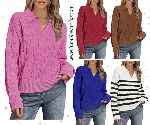 collared cable knit sweater