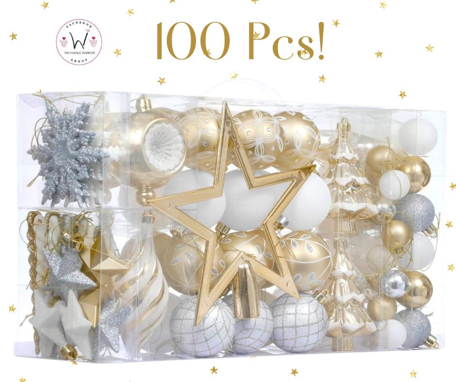 Valery Madelyn Assorted Set of 100 Pcs Shatterproof Christmas Ornaments!