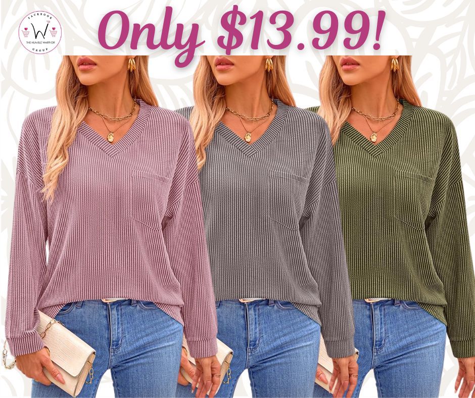 Ribbed Knit V-Neck Tops!!